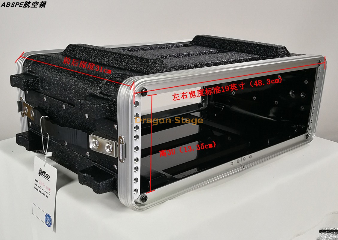 Récepteur noir de haut-parleur de flightcase de l'ABS 3U310 caisse audio à fort impact d'ABS de 19 pouces